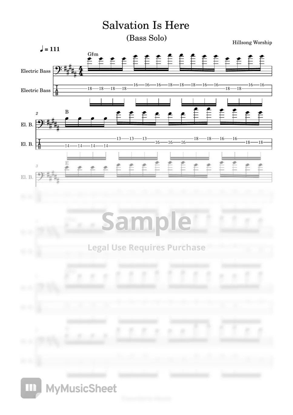 Hillsong Salvation Is Here (Bass Solo (Bridge)) 악보 by Hillsong