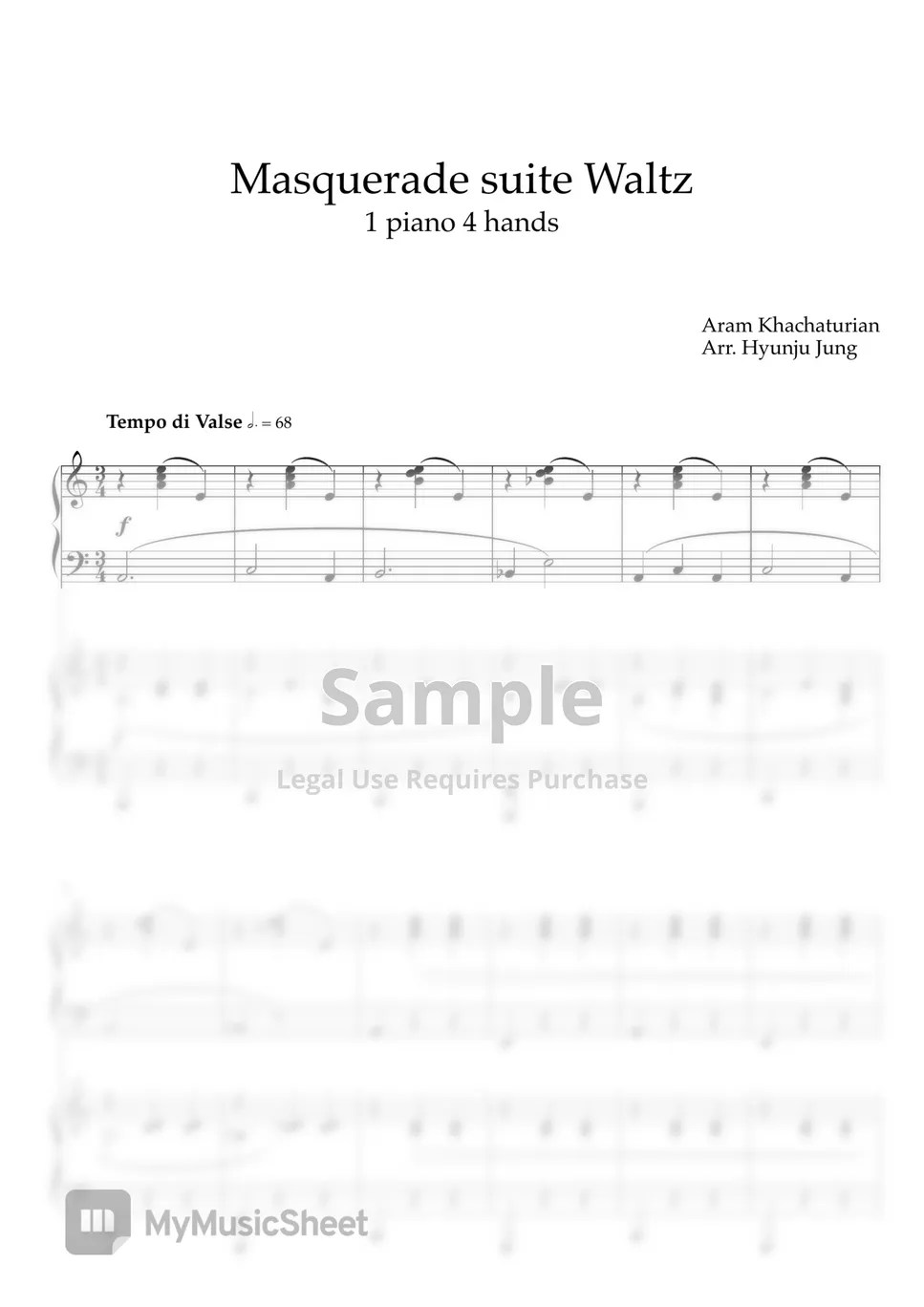 Khachaturian Waltz (피아노연탄곡 4hands) Sheets by Hyunju Jung
