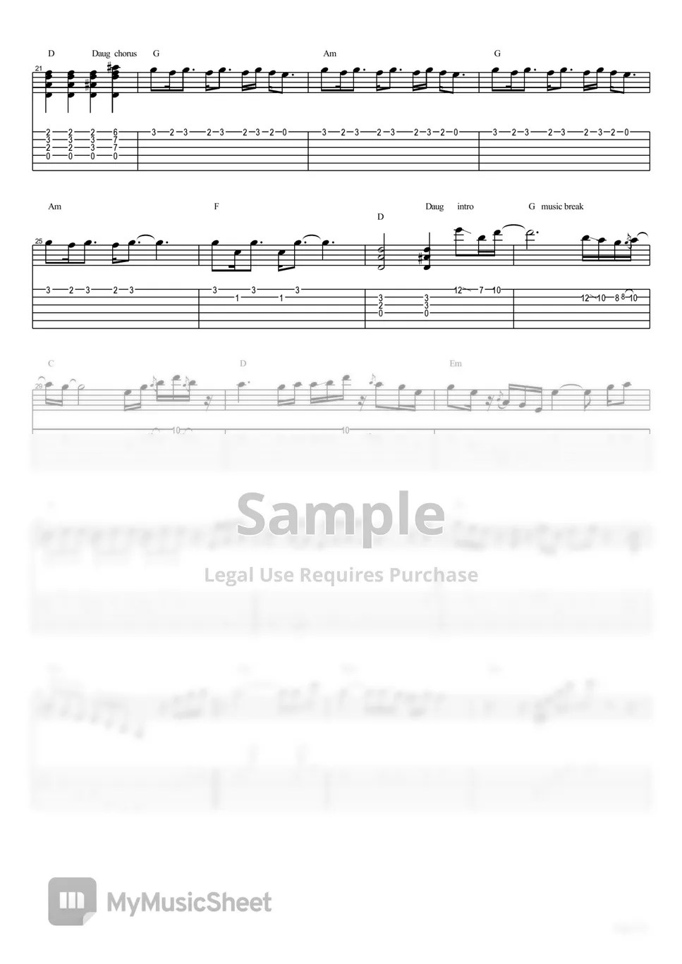 黃貫中 paul wong 離開我吧 ( live ) guitar tab arrange Sheets by eric lo