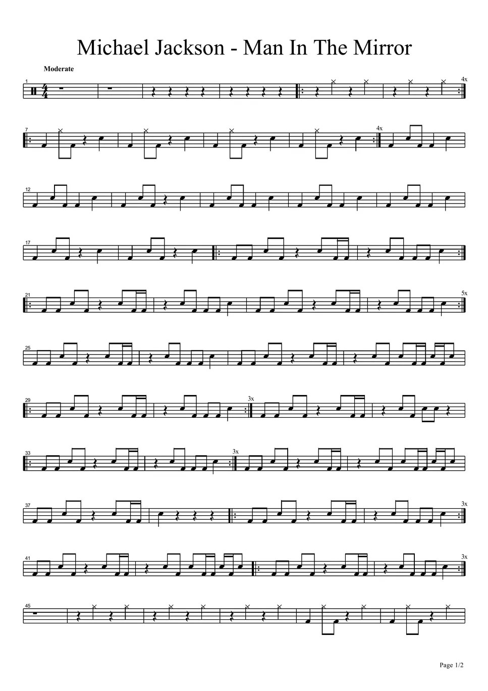 Michael Jackson Man In The Mirror Notenblatt by Michael Jackson