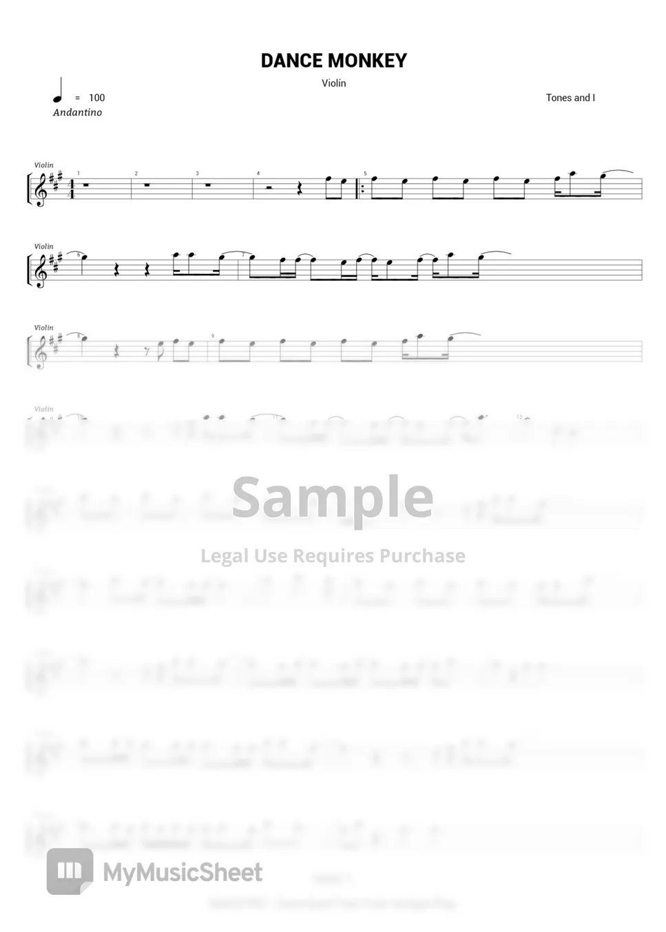 TONES AND I DANCE MONKEY Sheets by Adela la del violin
