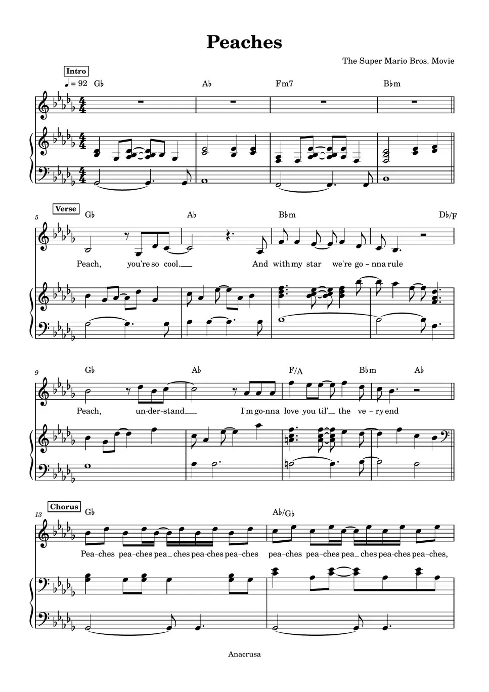 Jack Black Peaches (Vocal & Piano) Sheets by Anacrusa