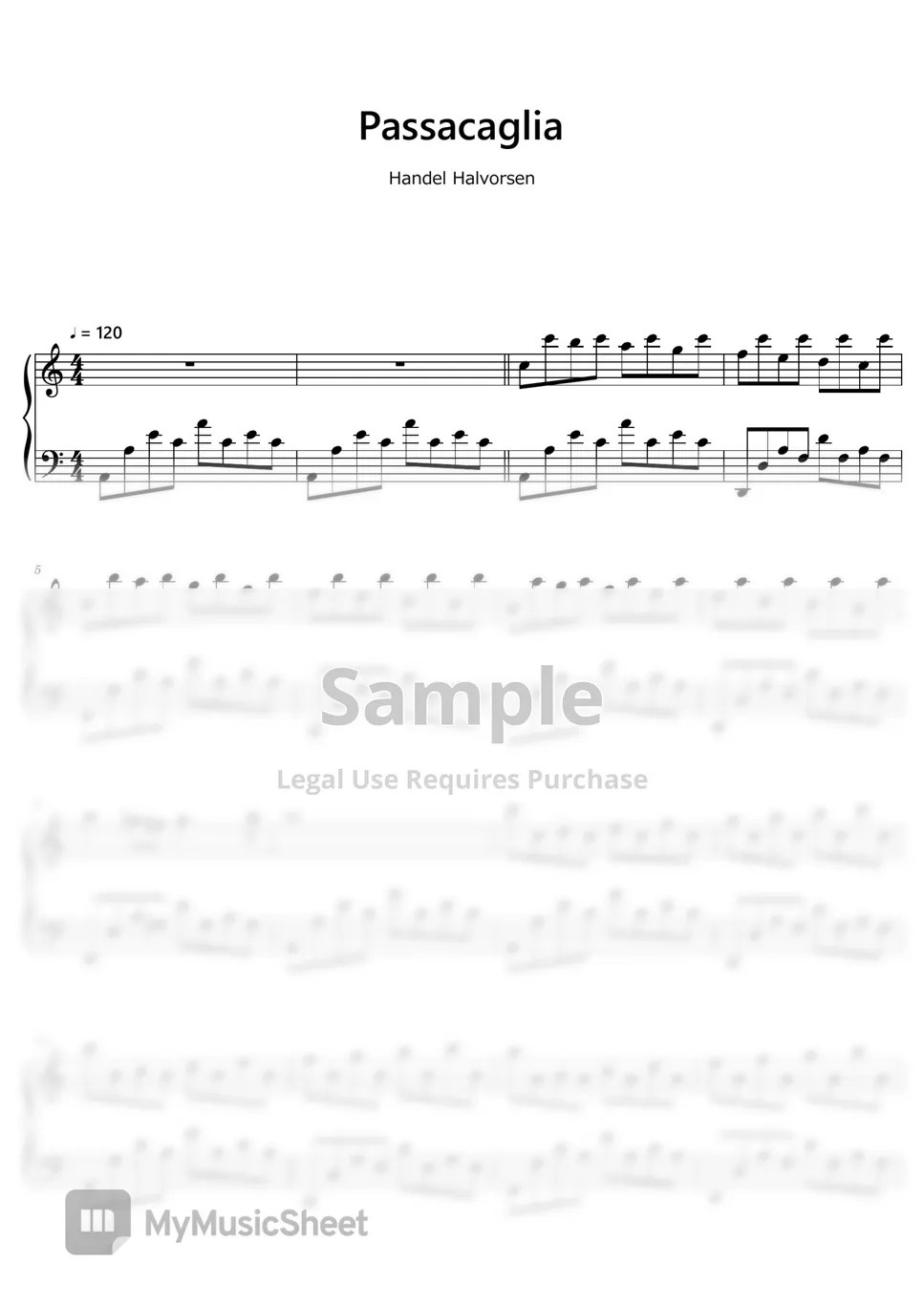 Handel Halvorsen Passacaglia (Sheet Music, MIDI,) 악보 by sayu