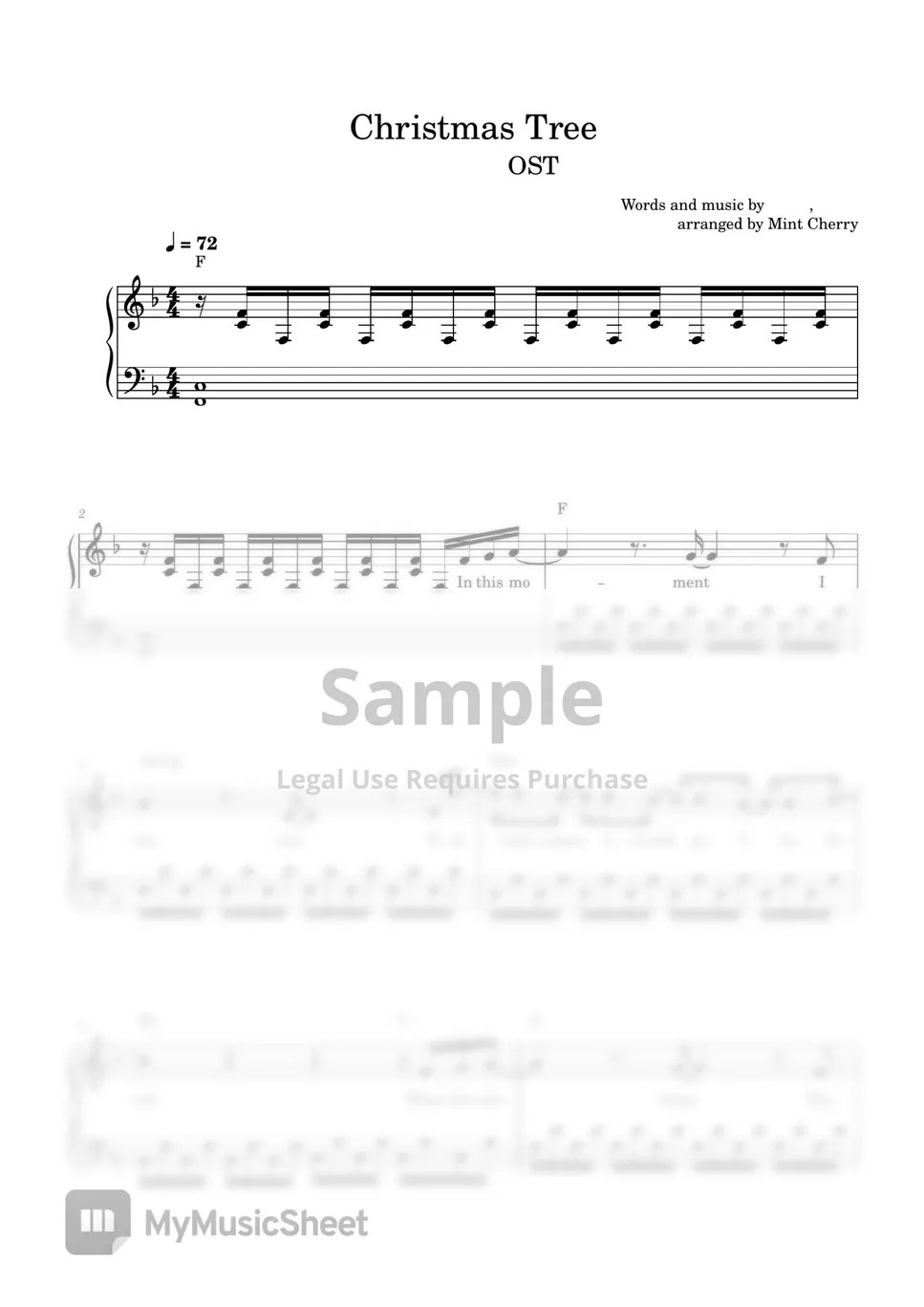 V (BTS) Christmas Tree (Our Beloved Summer OST) Sheets by Mint Cherry