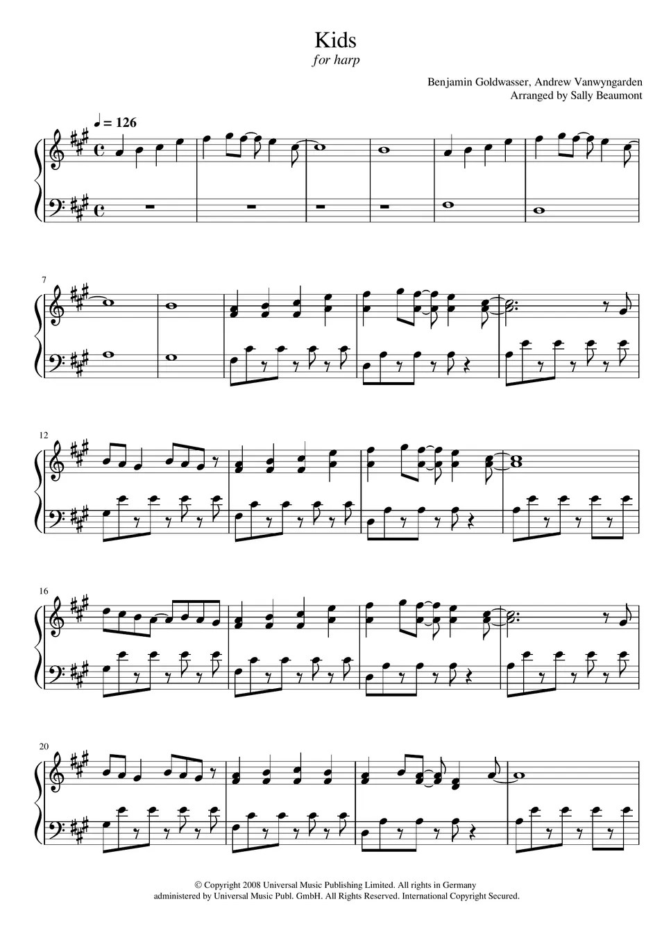 MGMT Kids (harp) Sheets by Sally Beaumont