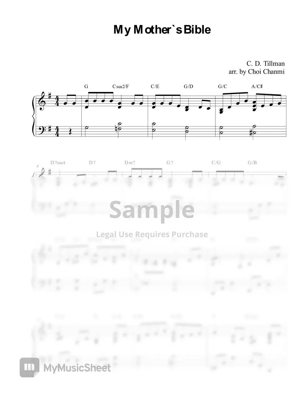 C.D.Tillman 나의 사랑하는 책 My Mother's Bible Sheets by Choi Chanmi