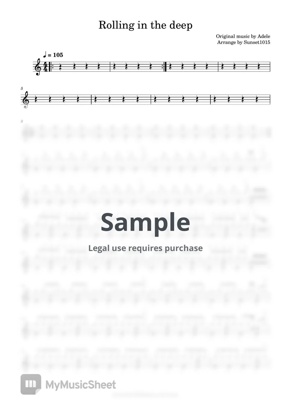 Adel Rolling in the deep Sheets by 별백드럼