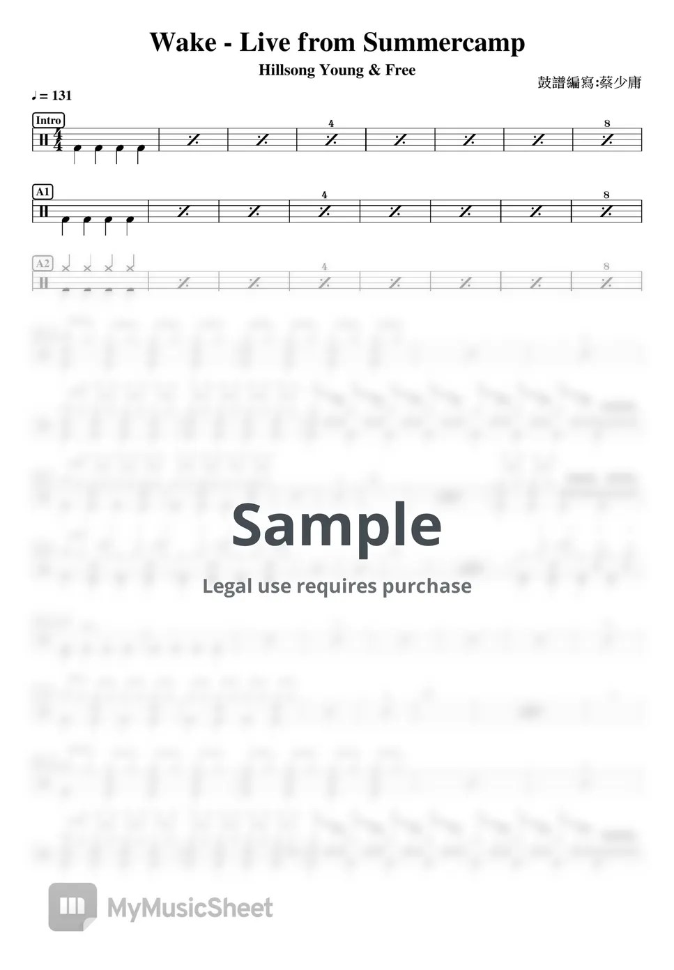 Hillsong Young & Free Wake (Live from Summercamp) Sheets by DrummerFrank