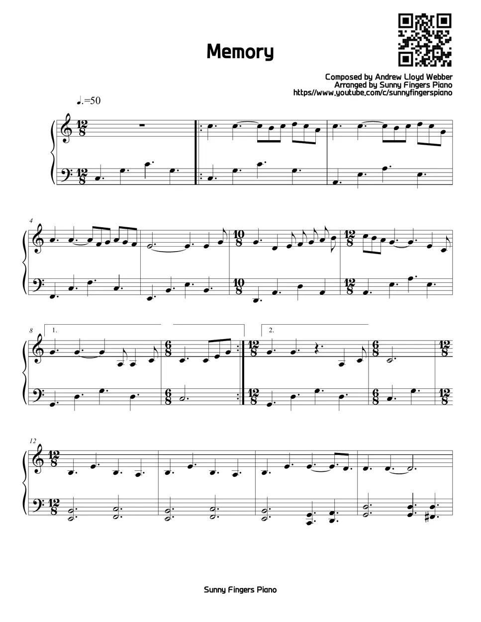 Musical 'Cats' OST Memory, Cats (easy ver.) Partition musicale by