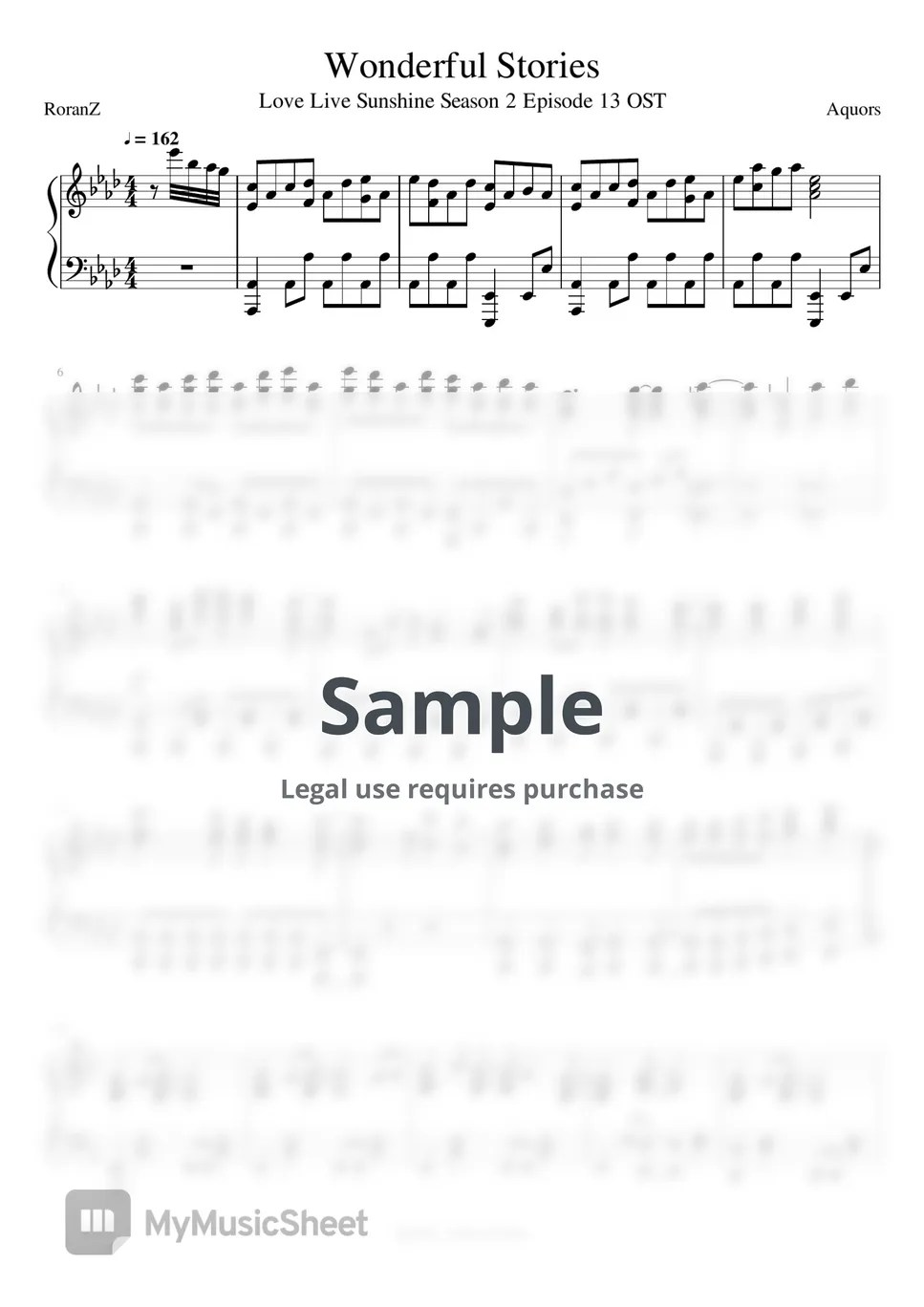 Aqours WONDERFUL STORIES (Love Live! Sunshine!! Season 2) Sheets by