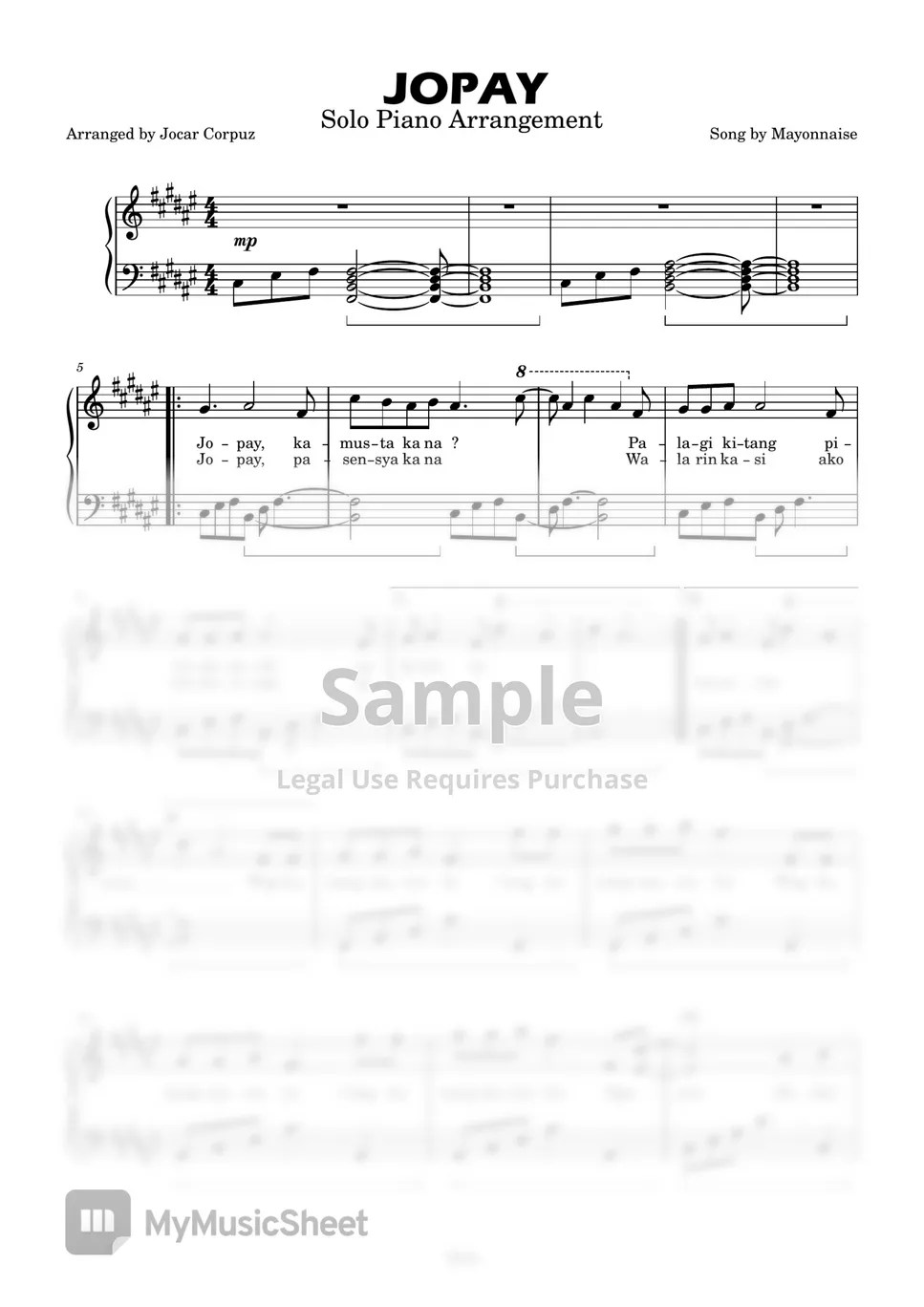 Mayonnaise Jopay Sheets by Jocar Corpuz