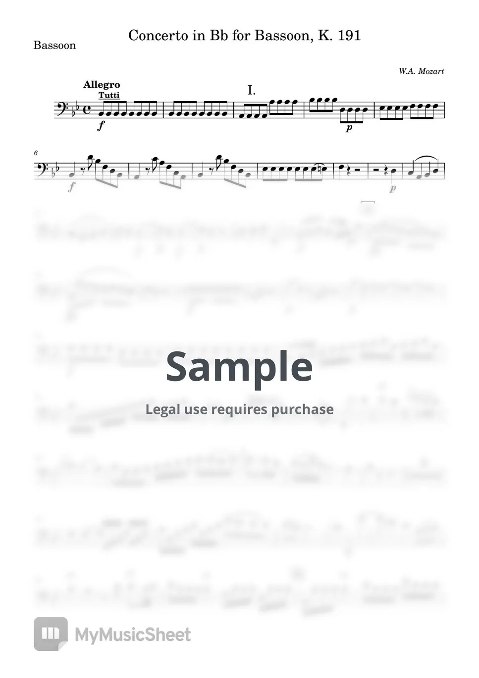 Wolfgang Amadeus Mozart Bassoon Concerto in BFlat Major, K.191/186e