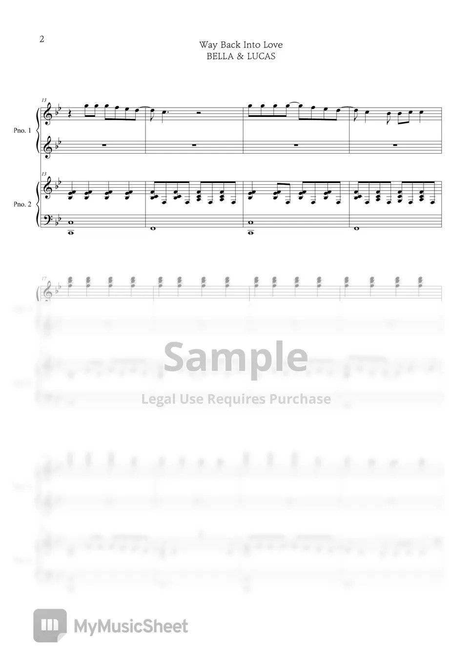 Music and Lyrics OST Way Back Into Love Sheets by BELLA&LUCAS