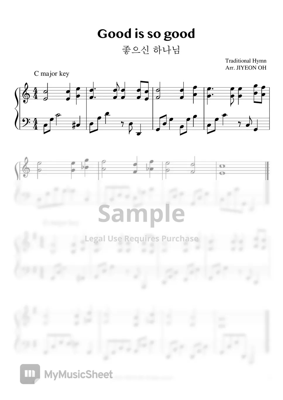 God is so good piano intermidiate level Sheet by fmgm4u