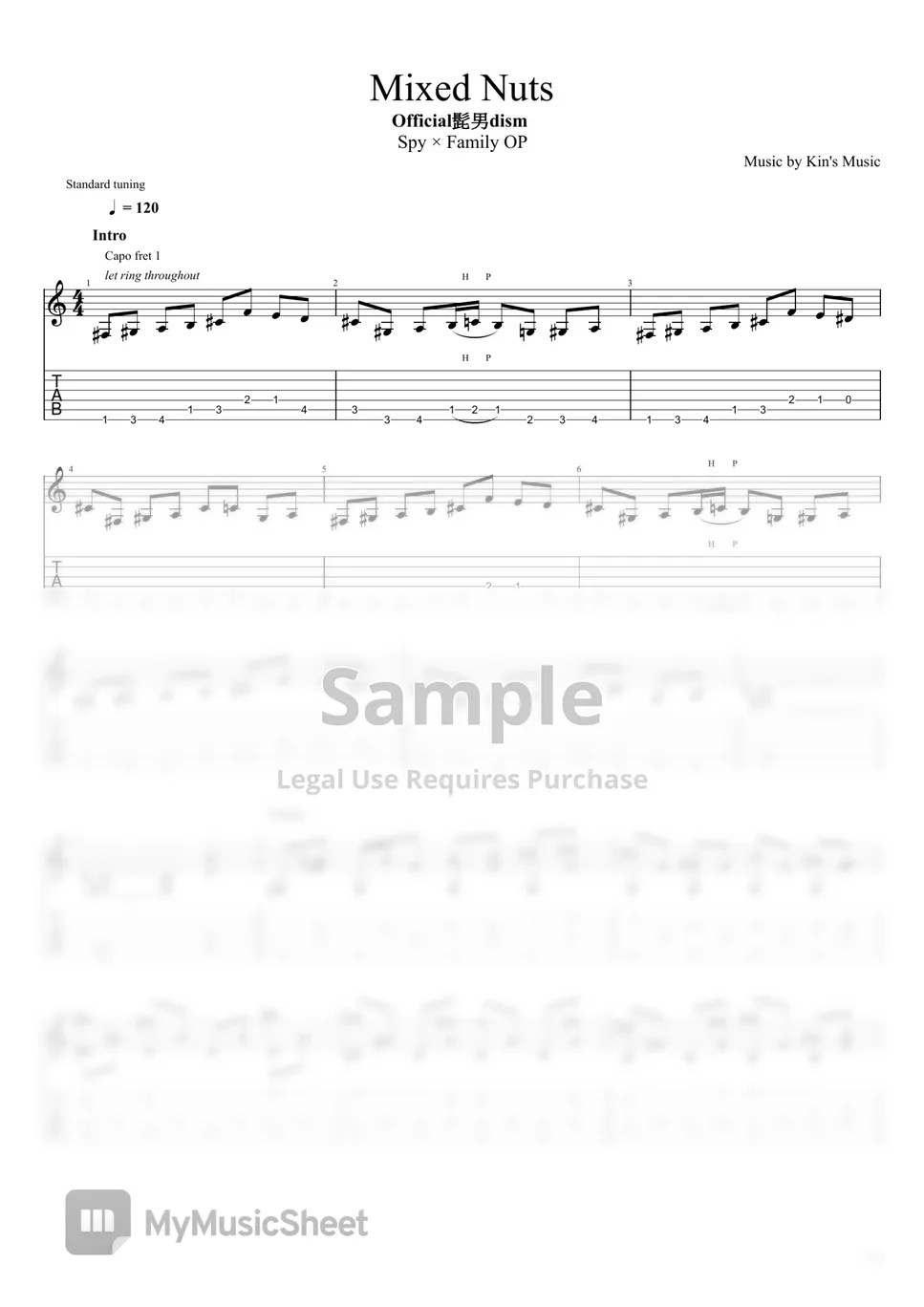 Official髭男dism [Spy × Family OP] Mixed Nuts Easy Guitar Fingerstyle