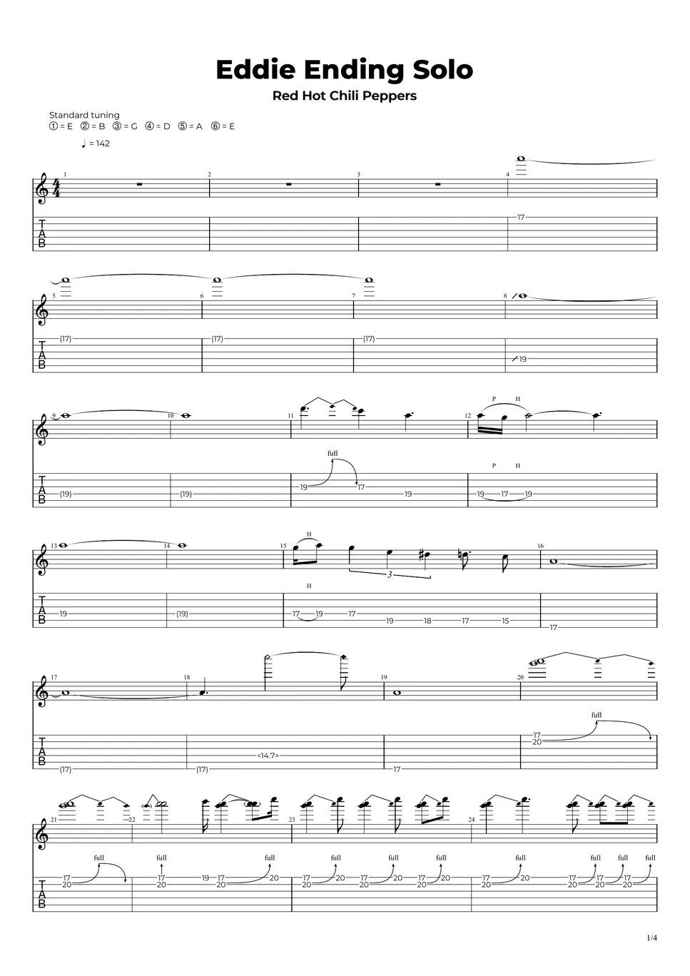 Red Hot Chili Peppers Eddie TAB by Nikola Gugoski