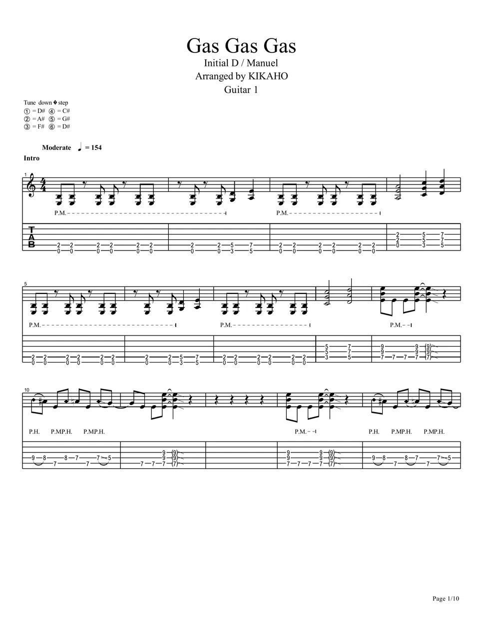 Initial D Gas Gas Gas Sheets by MANUEL