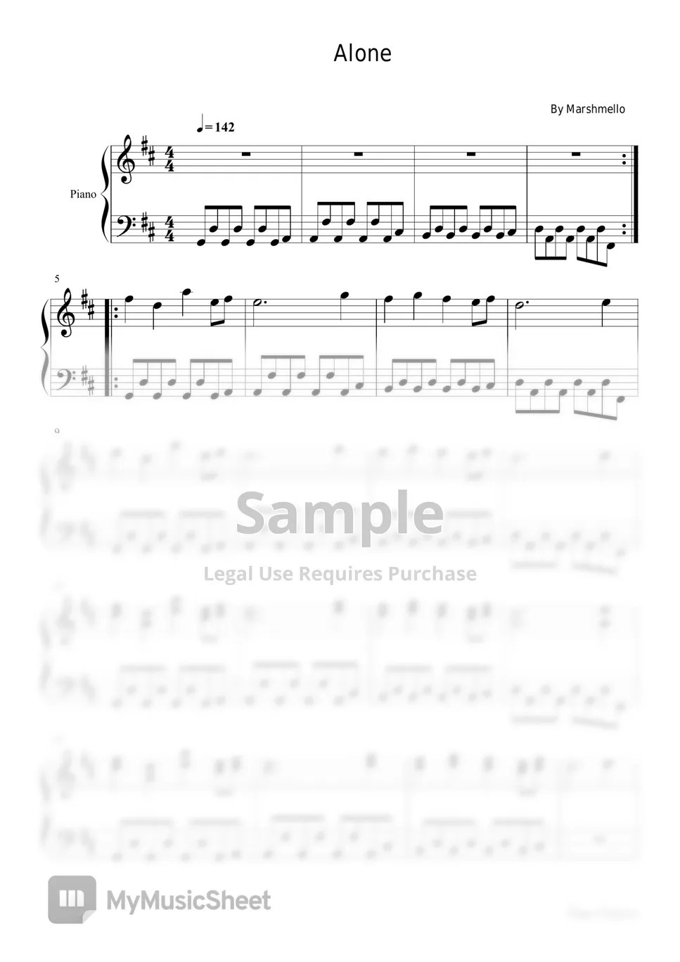 Marshmello Alone (For Piano Solo) Sheets by poon