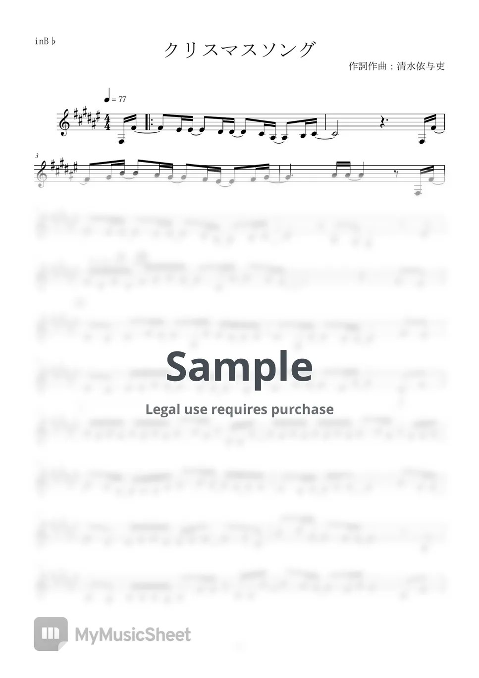 back number KURISUMASU SONGU (inB♭) Sheets by Hamanasu sax