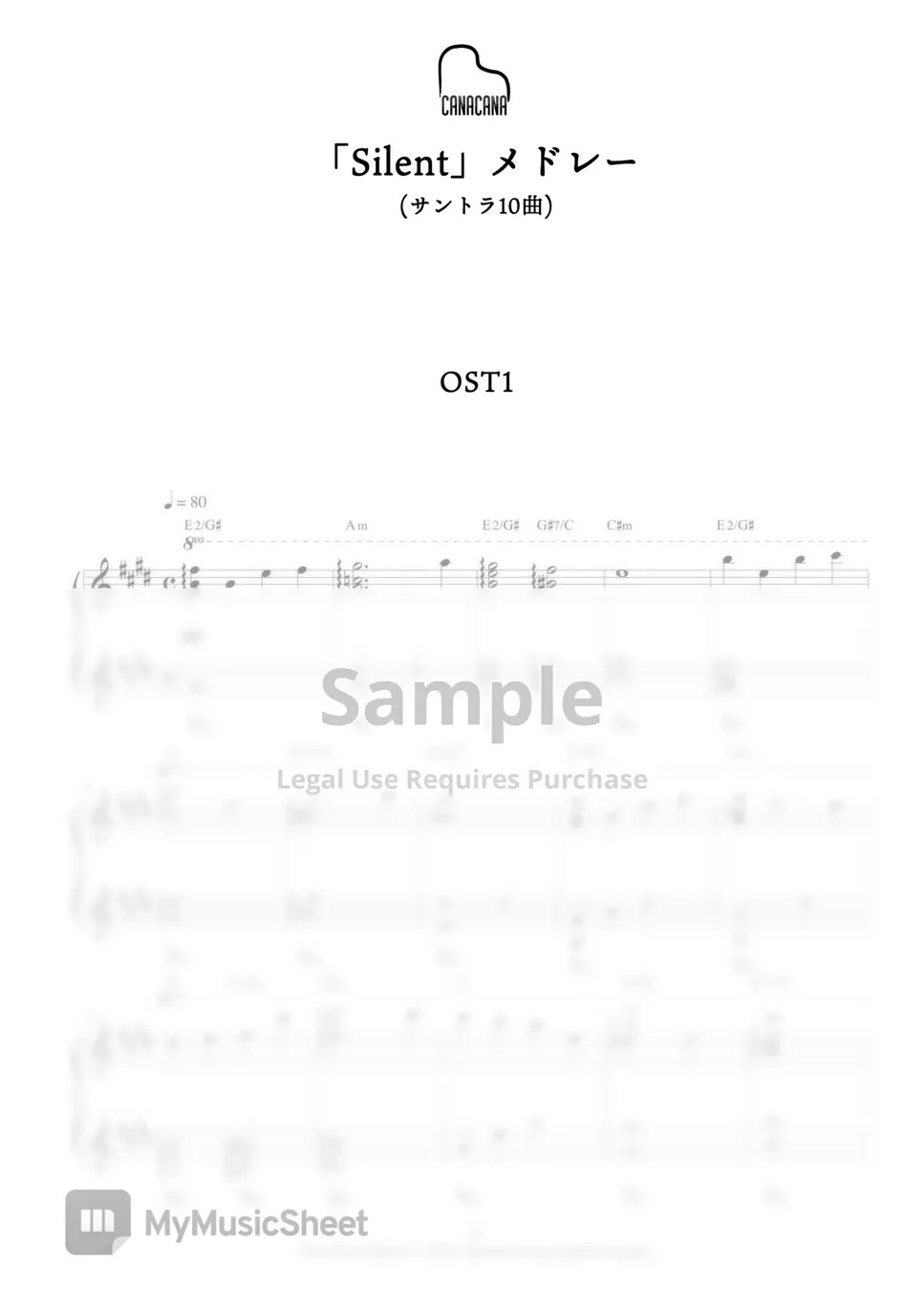 Drama"silent" "silent" 10 songs Medley (the theme song "Subtitle" is not included) Sheets by