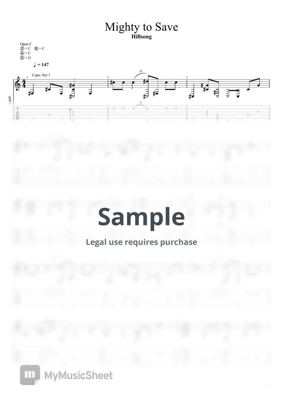 Hillsong Mighty to Save Tab + 1staff by Titus Major