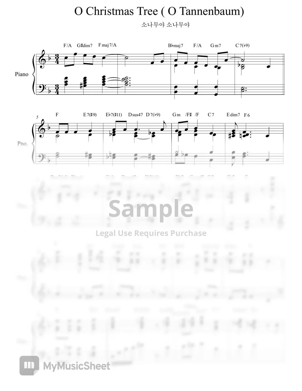 O Christmas Tree (Jazz piano) 악보 by jeewon Lee