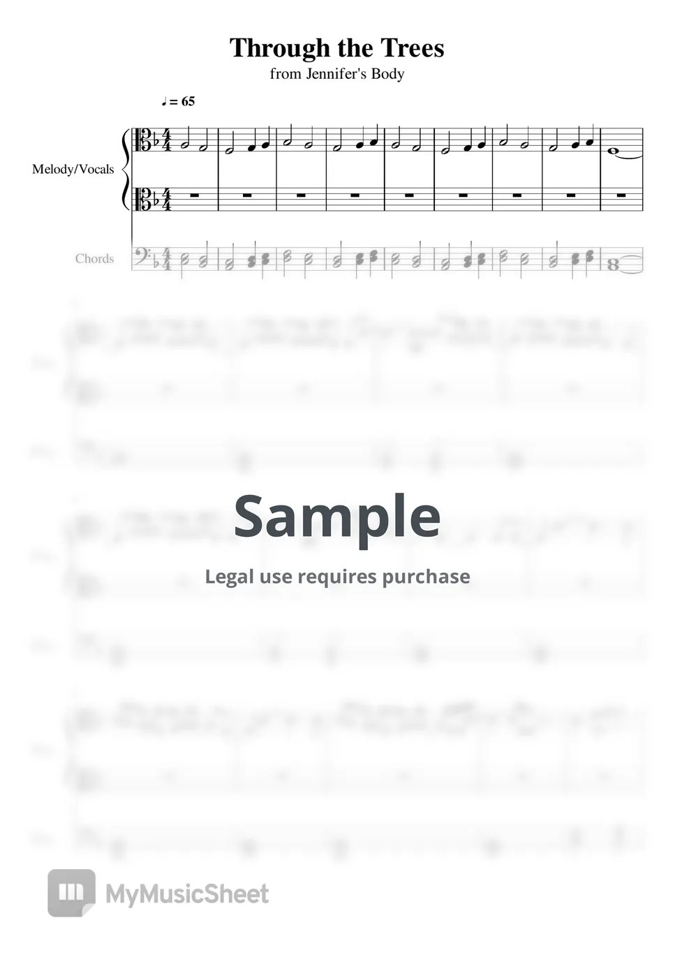 Ryan Levine Through the Trees (from Jennifer's Body) Sheets by