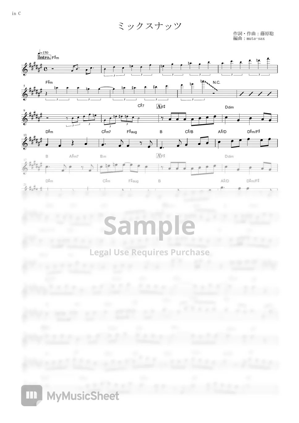 Official HIGE DANdism Mixed Nuts (Spy x Family / in C) 악보 by mutasax