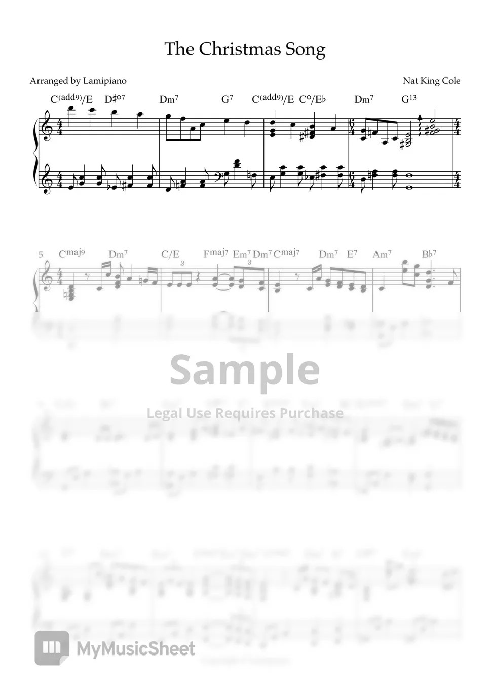 Nat King Cole The Christmas Song (Jazz Ballad) Sheets by Lamipiano