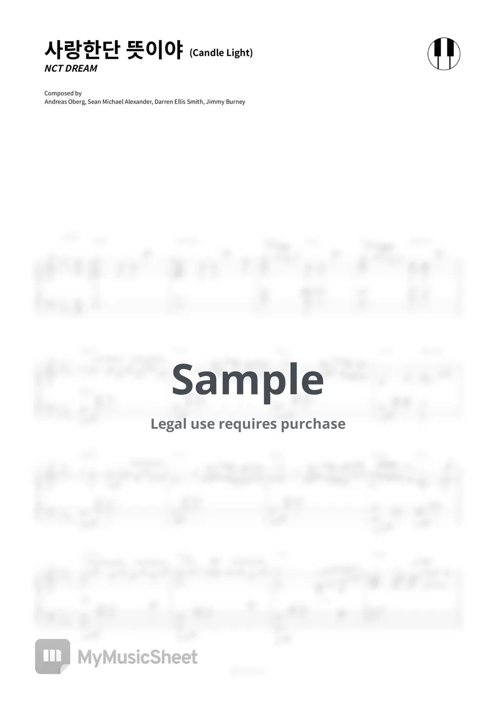 NCT DREAM 사랑한단 뜻이야 (Candle Light) Sheets by KEYS OF LIFE