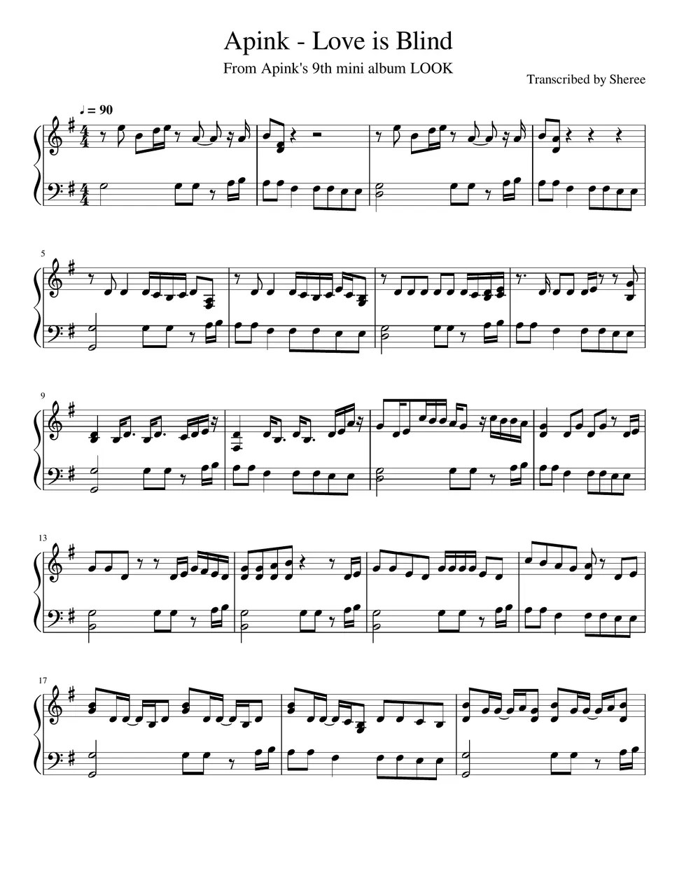 Apink 에이핑크 Love is Blind ((LOOK ALBUM)) 악보 by Cerenceri