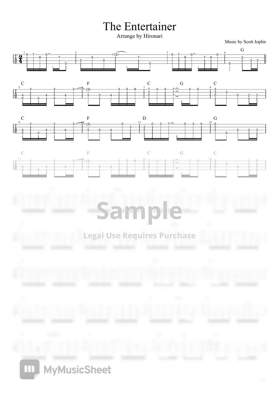 スコット・ジョプリン The Entertainer (Solo Ukulele / HighG) Sheets by 浩成