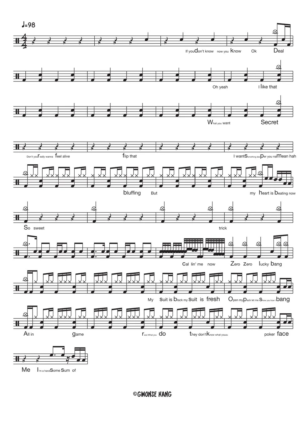 MONSTA X GAMBLER Sheets by Gwon's DrumLesson