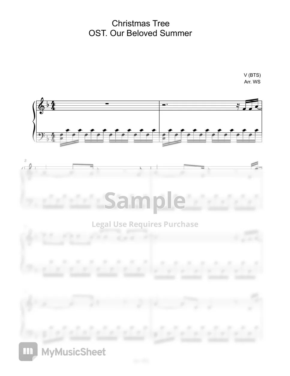 V Christmas Tree Sheets by WS Piano