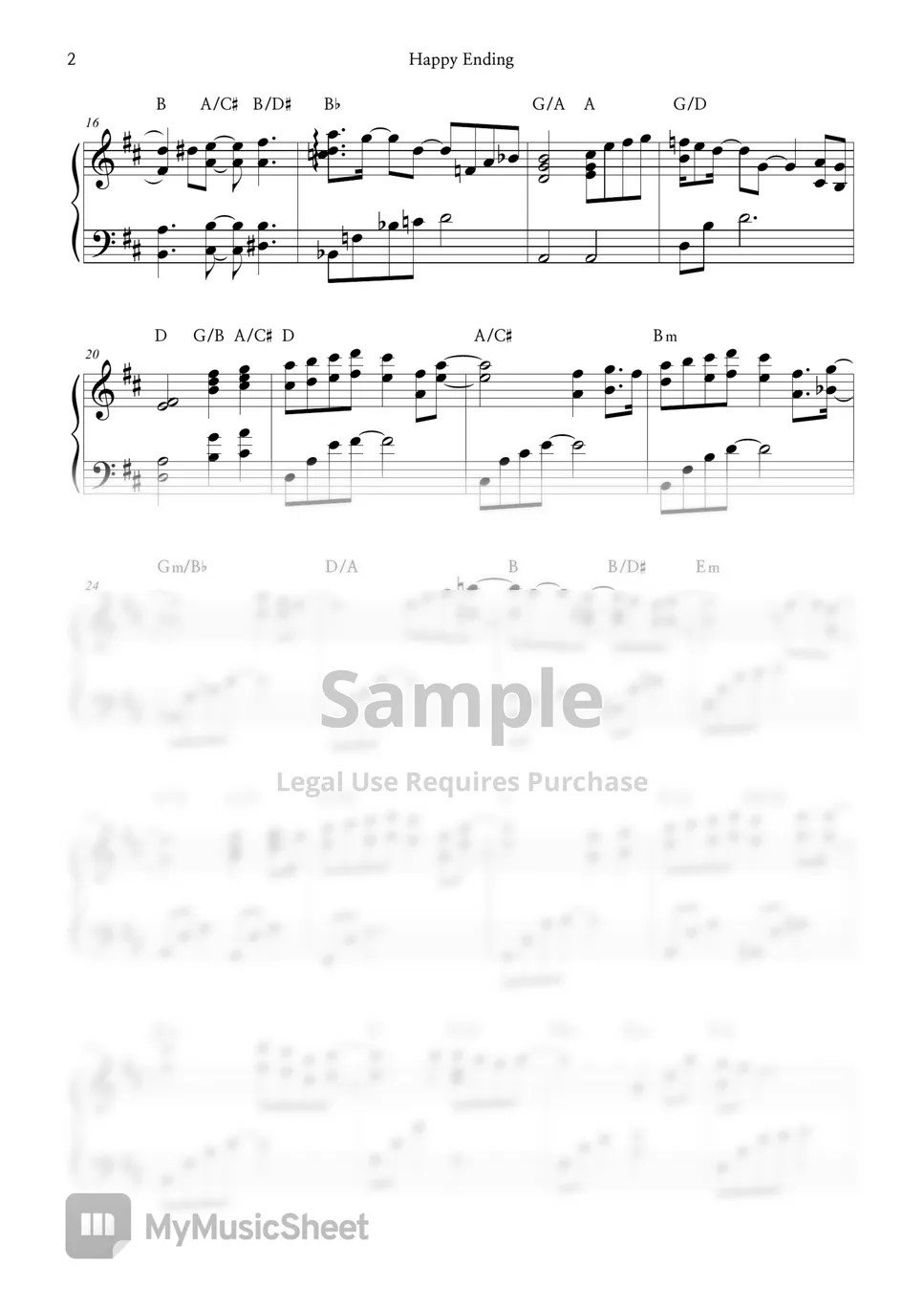 IU Happy Ending Piano Sheet Sheet