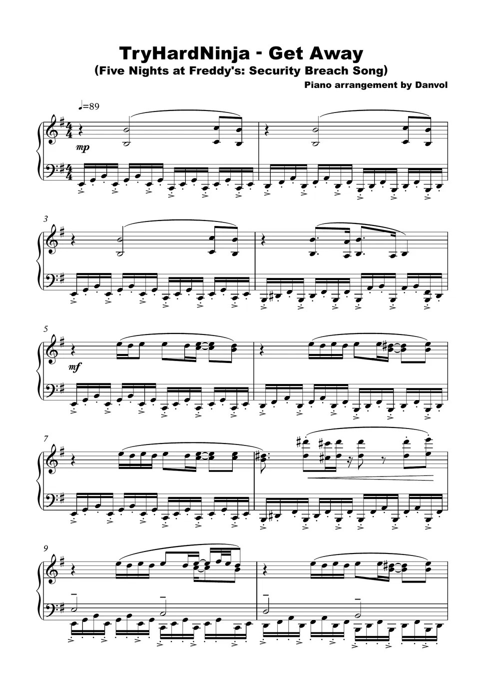 TryHardNinja Get Away (FNAF Security Breach) Sheet by Danvol