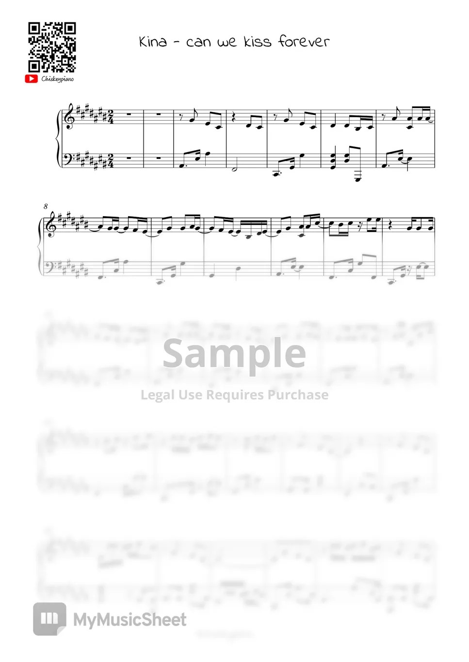 kina Can We Kiss Forever Sheets by chiskeypiano