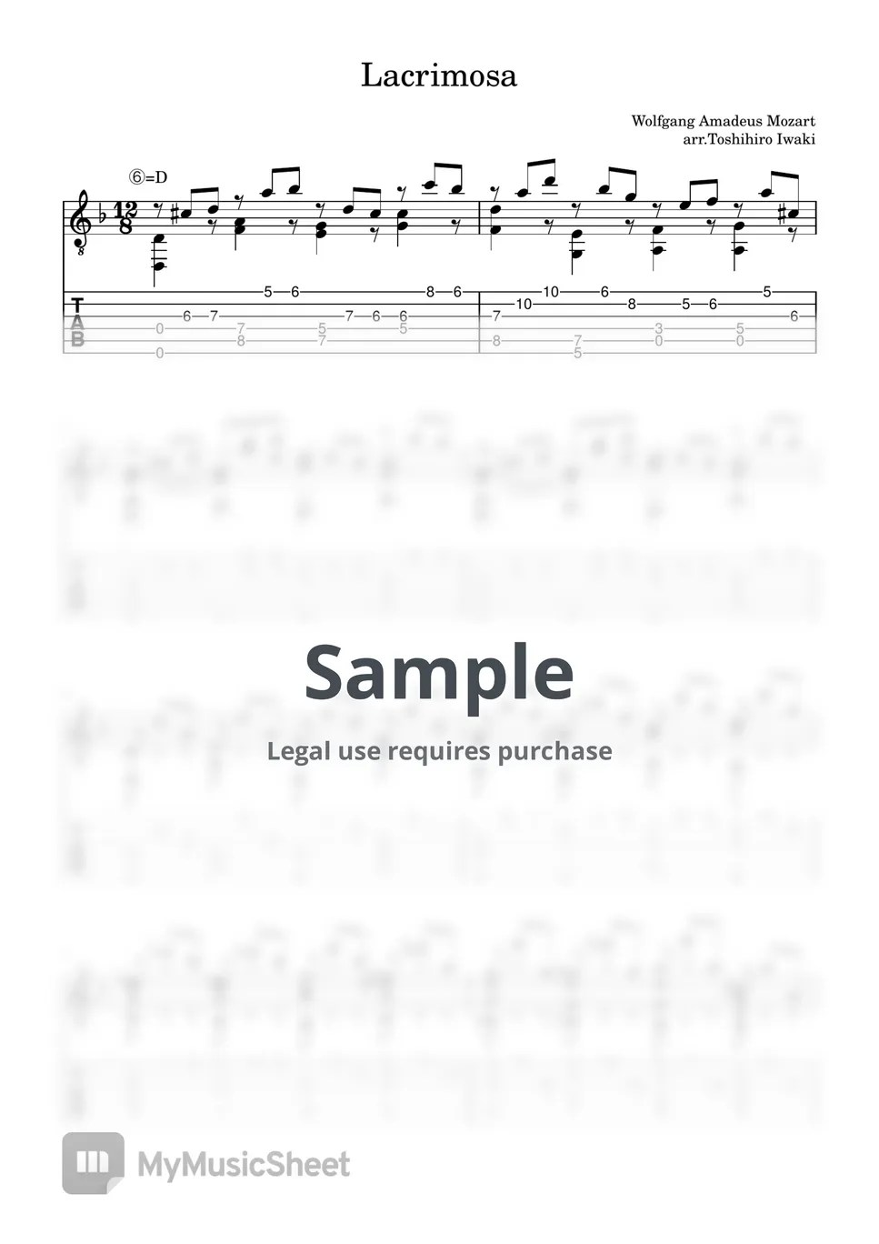 Mozart Lacrimosa Tab + 1staff by Toshihiro Iwaki