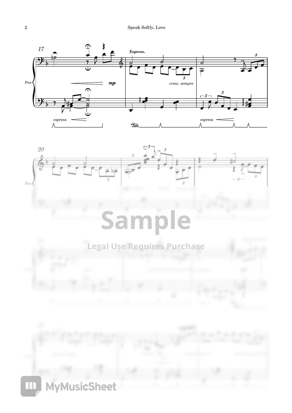 The Godfather Speak Softly Love (Solo Piano Arrangement) Sheets by Edora