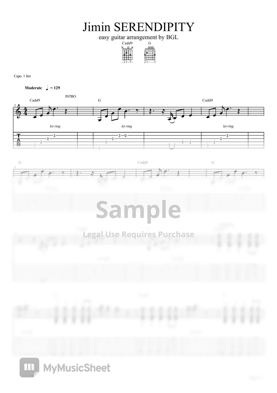 Jimin SERENDIPITY Tab+Guitar Pro file Sheets