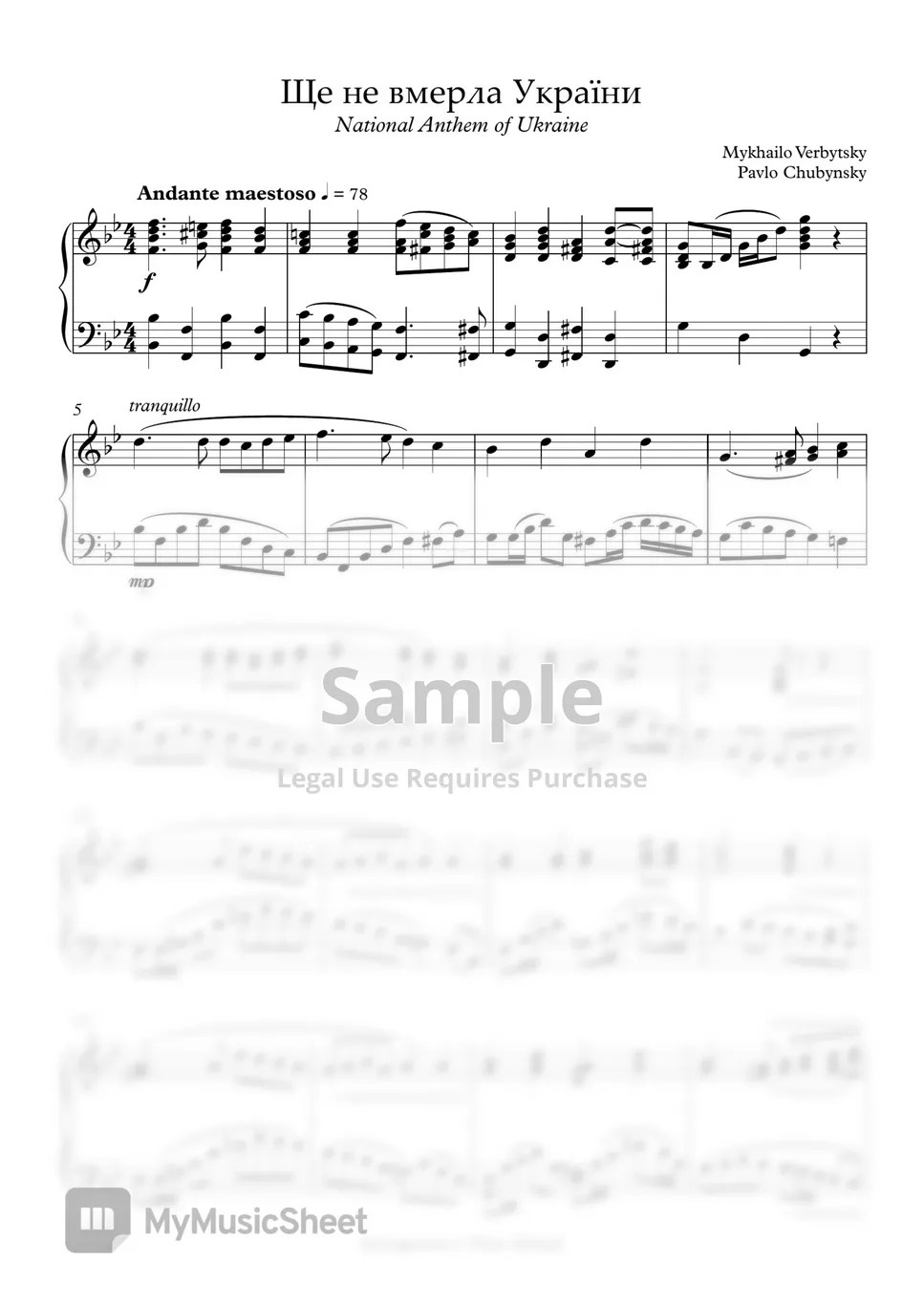 National Anthem of Ukraine «Ще не вмерла України» Shche ne vmerla