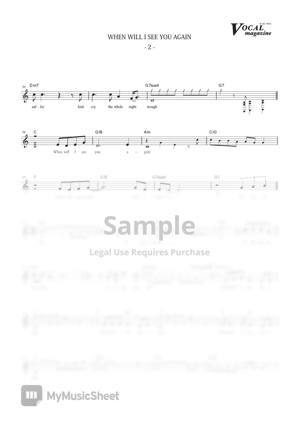 THE THREE DEGREES WHEN WILL I SEE YOU AGAIN (VOCAL MAGAZINE) Sheets