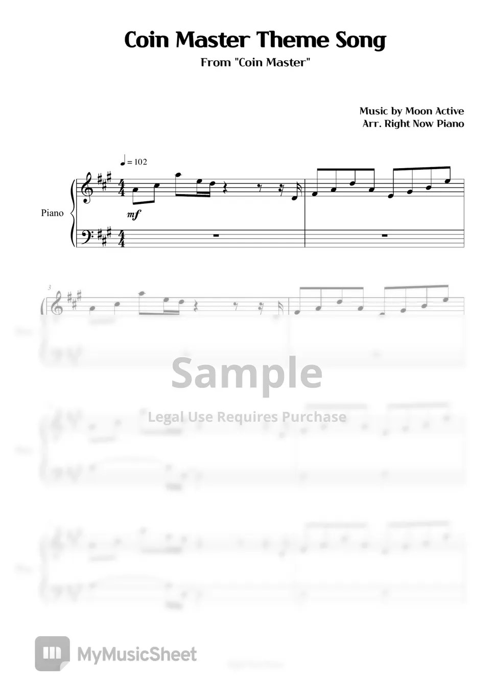 Coin Master Coin Master Theme Song Sheets by Right Now Piano