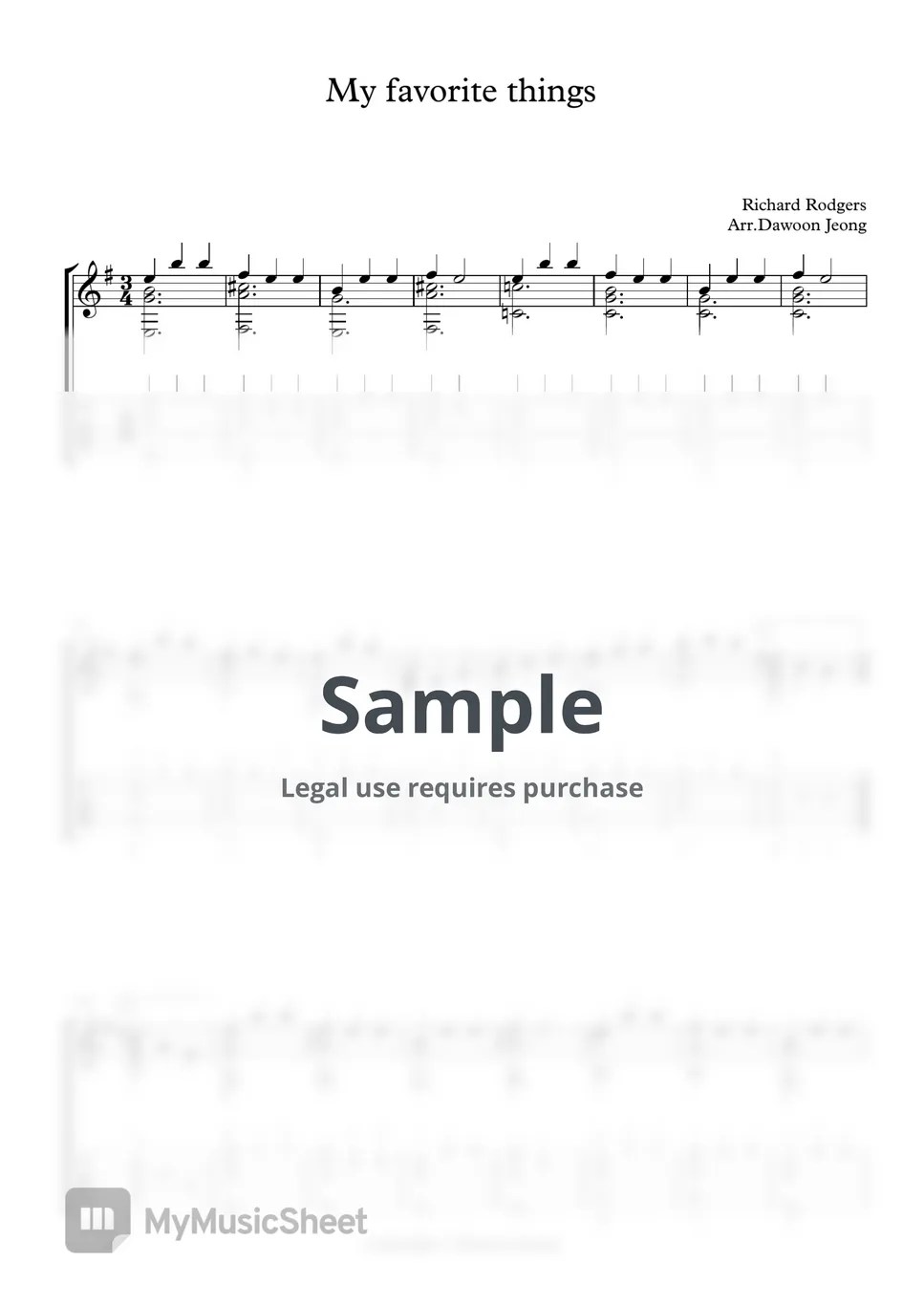 Richard Rodgers My Favorite Things (Classical guitar cover) Sheets by