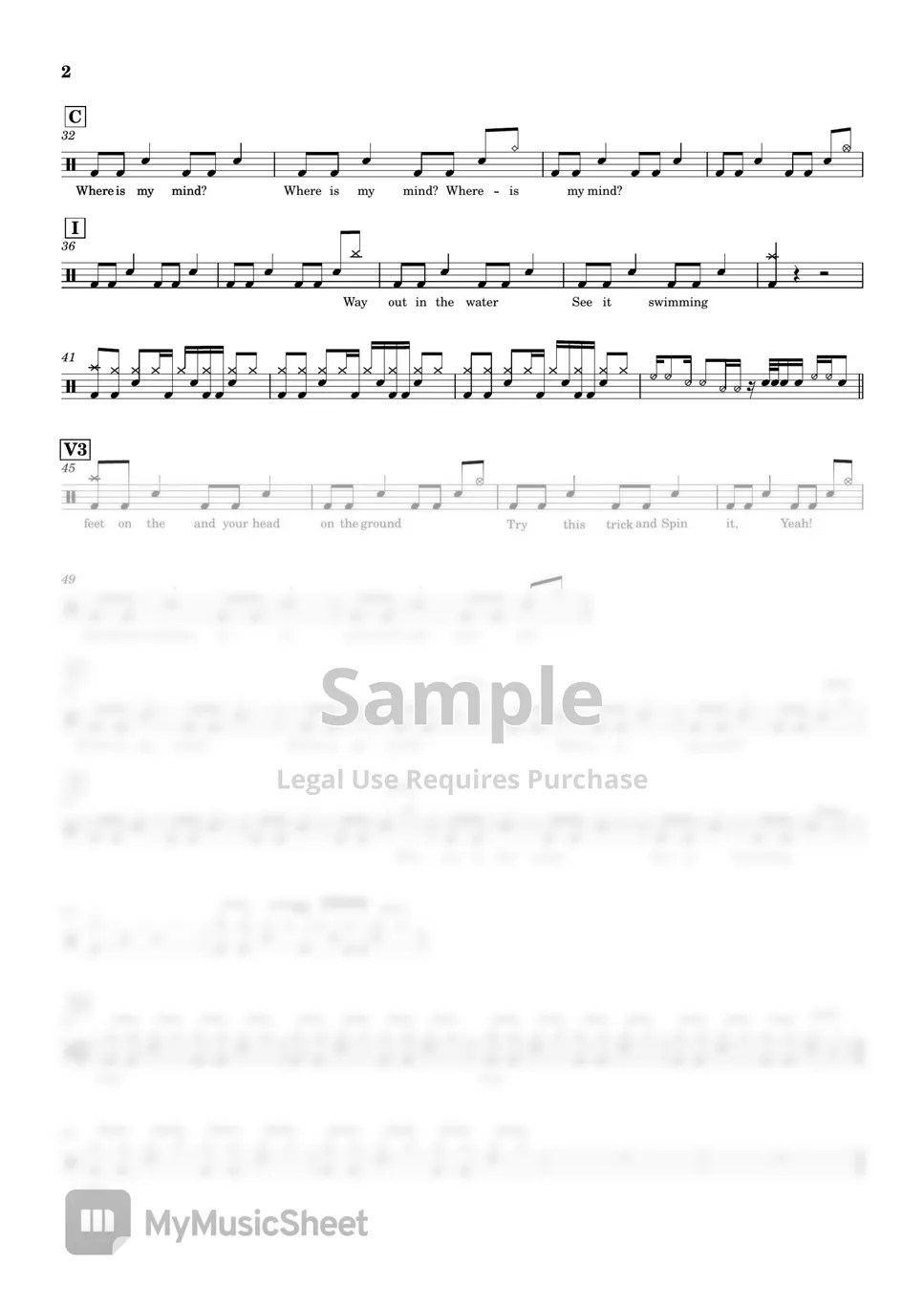 The Pixies Where is my mind (Fight Club OST) (drumcover/drumscore