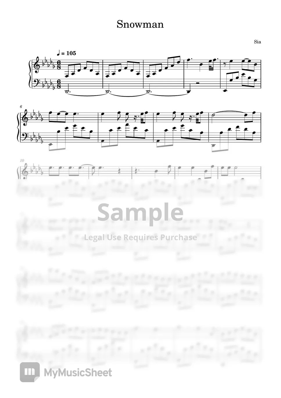 Sia Snowman Sheets by FloatingPianists