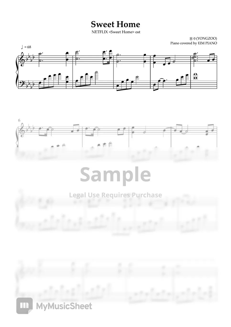 YONGZOO Sweet Drama "Sweet Home" OST) Sheets by EIM PIANO