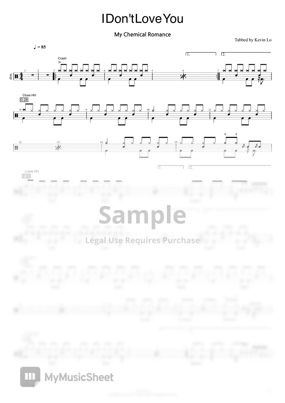 My Chemical Romance I Don't Love You Sheets by KEVIN LO