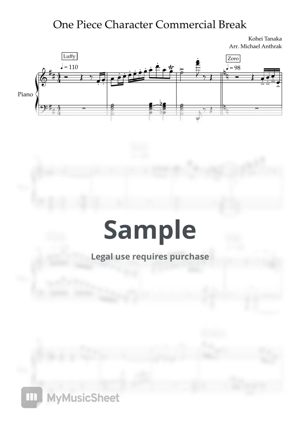 One Piece Character Commercial Break Partitura by Michael Anthrak