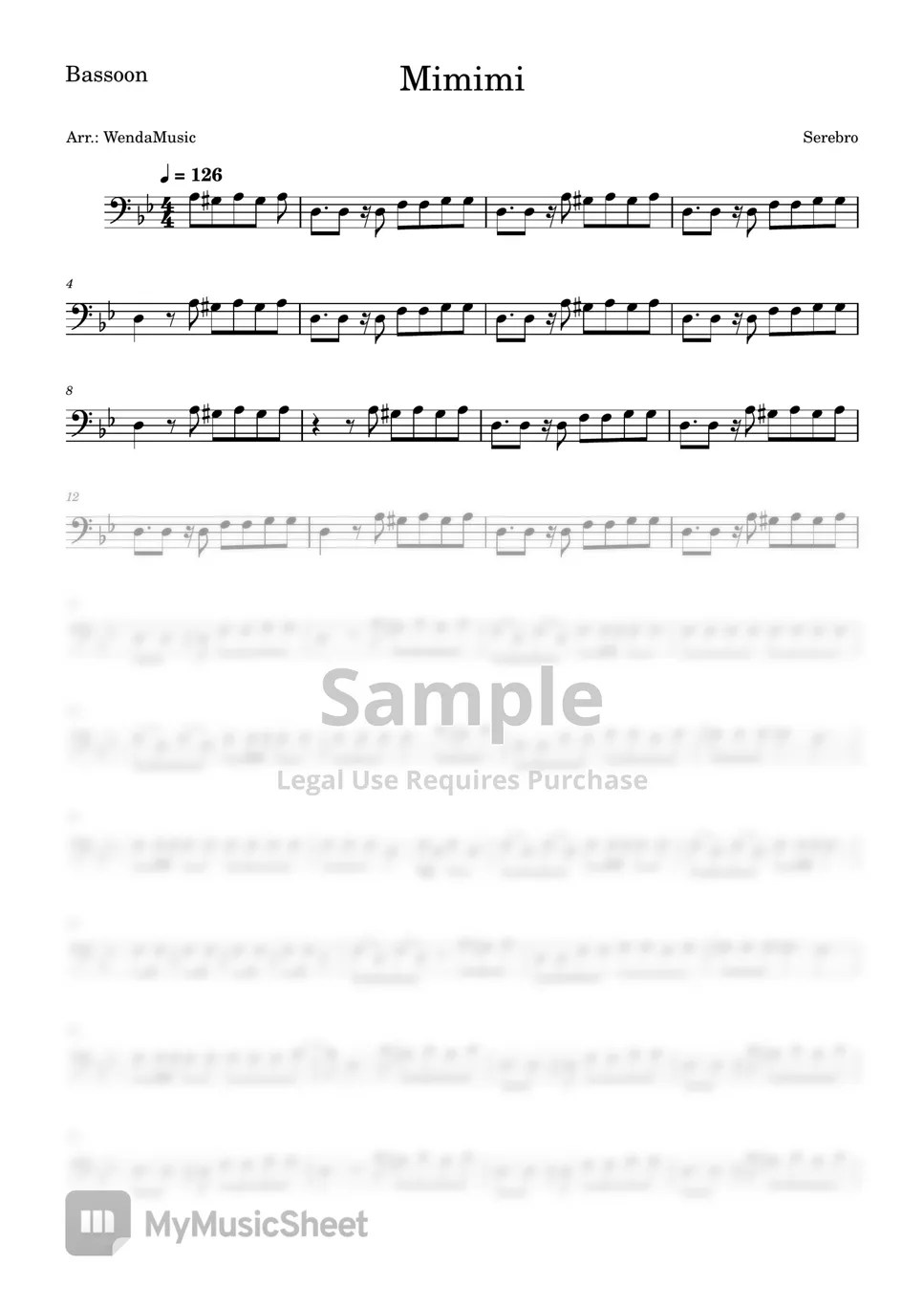 Serebro Mimimi (Bassoon) Sheets by WendaMusic
